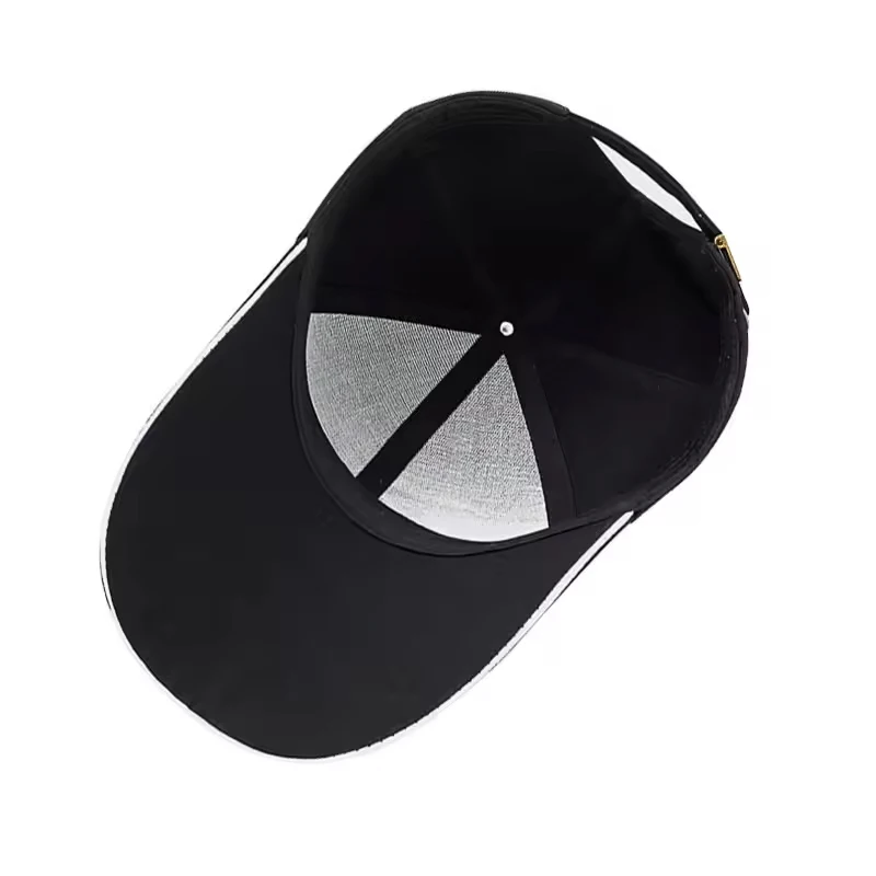 Automotive cap breathable cotton curved visor detail