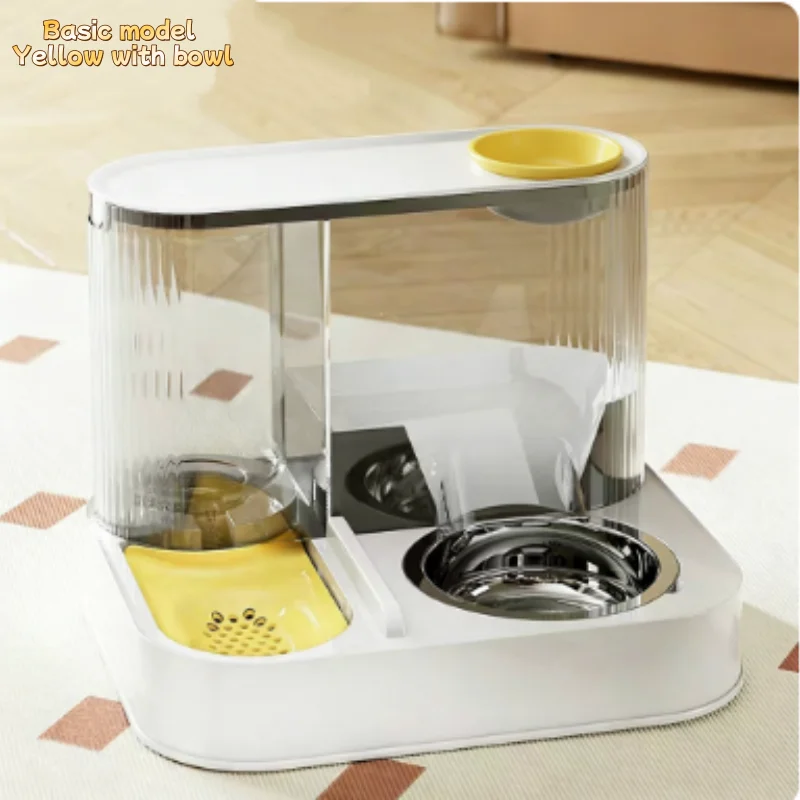 Automatic Pet Feeder And Water Dispenser With Stainless Steel Bowl_voghion.com