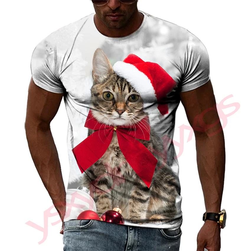 

Summer Tide Puss Picture Men T-Shirts Casual 3D Print Tees Hip Hop Personality Round Neck Short Sleeve Quick-Drying Top