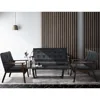 Leather Sofa Couch Set  Accent Chairs & 1Loveseat Black Faux Leather Loveseats Mid Century Modern Office Couch for Small Space 1