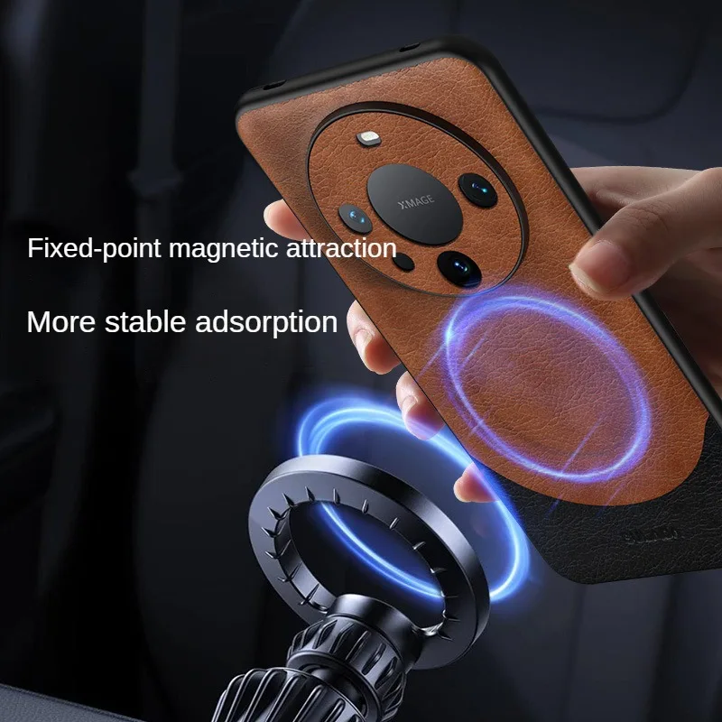 

Кожаный чехол с магнитной присоской для Huawei Mate 60 Pro, универсальный деловой чехол для Huawei Mate 50 Pro