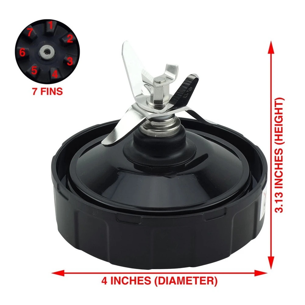 

Blender Replacement Parts for Ninja, 2 24Oz Cups with To-Go Lids, 7 Fins Extractor Blade, for Nutri Ninja Auto IQ