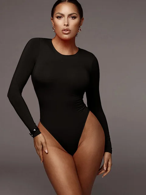 Melissa O Neck Long Sleeve Solid Bodysuit 3