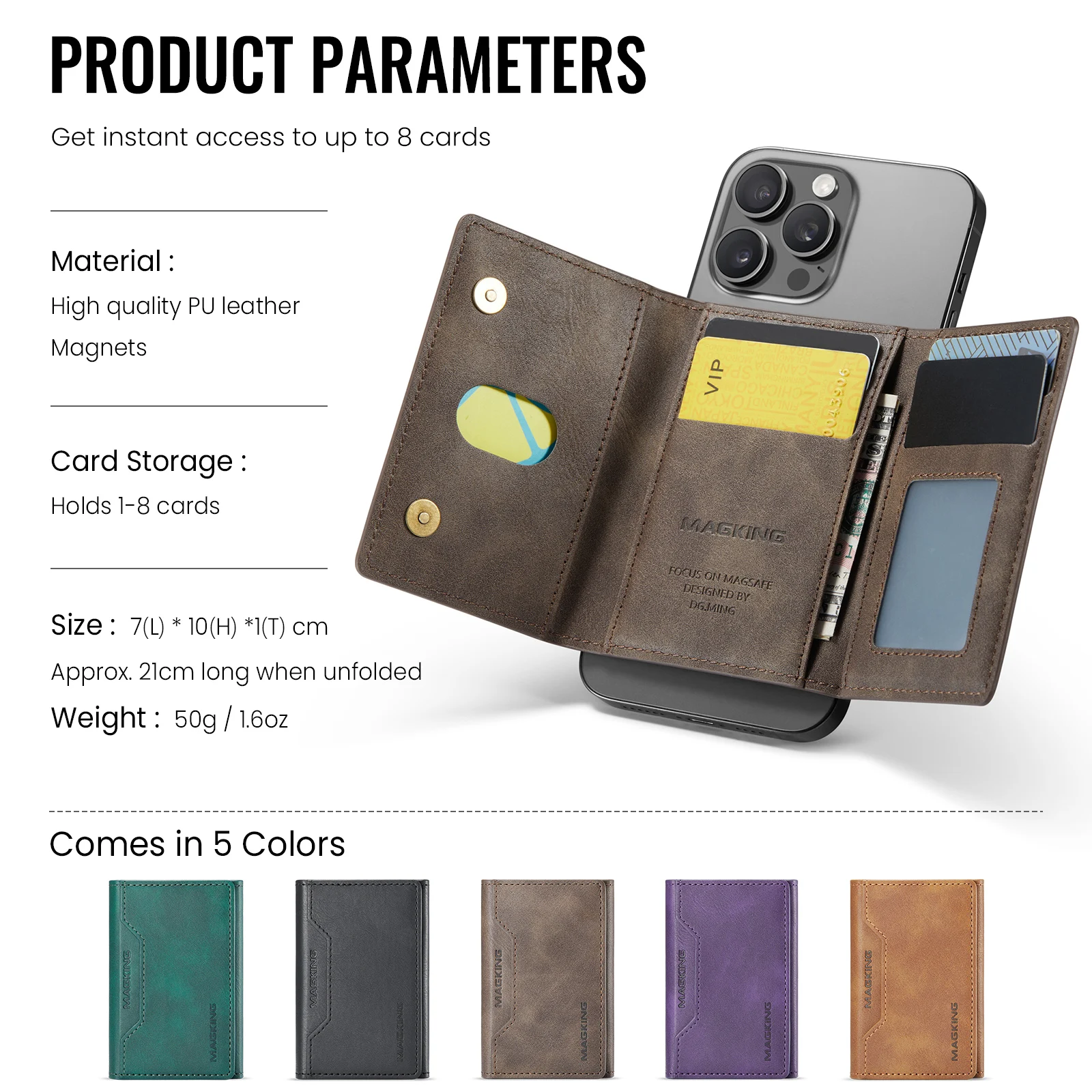 Leather Foldable Mini Wallet - Luxury Magnetic Coin & Cash Holder