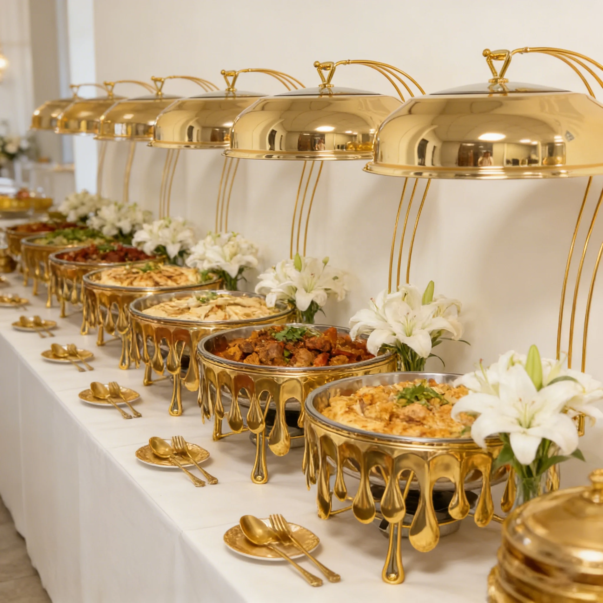 *Hotel Wedding Luxury Buffet Dishes Chafing Set Stainless Steel Cheffing Serving Food Warmer for Restaurant Catering Supplies