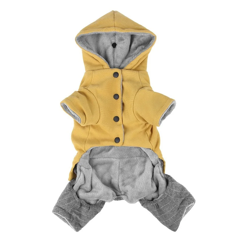 패션 두꺼운 네발개용 옷 부드럽고 편안한 강아지 겨울 코트 따뜻한 모자 달린 ..