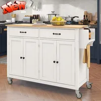 DOONREXS New Upgrade Thicken Wooden Kitchen Island on Wheels with Storage, Space-Saving Mobile Rolling Kitchen Island Cart with 1