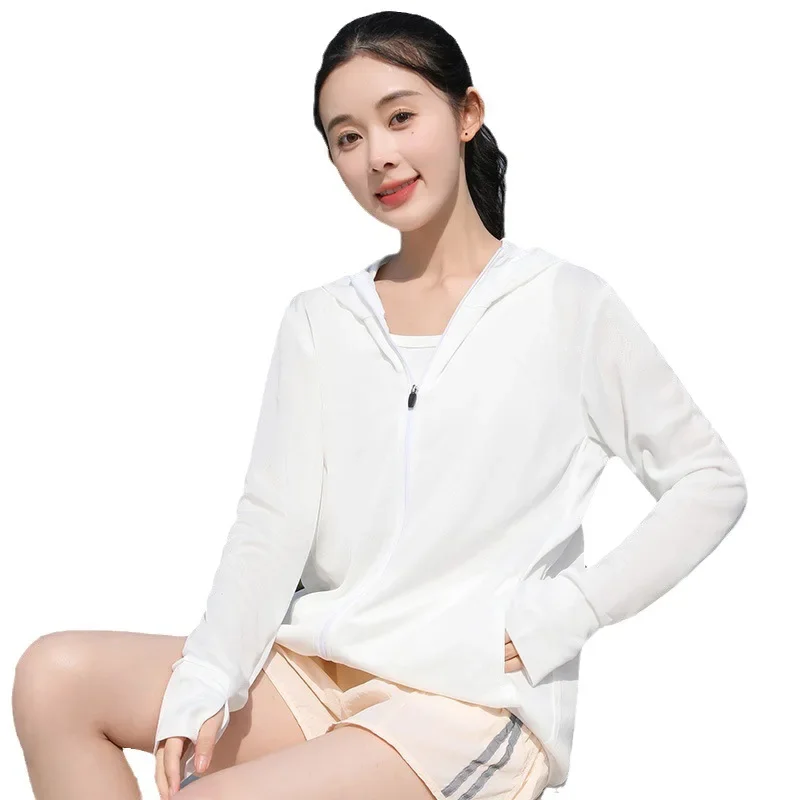 Breathable Long Sleeve Sun Protection Clothes for Men and Women New Ice Silk UV Protection Summer Thin Knit Jacket