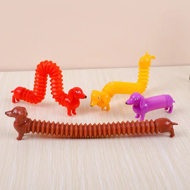 Funny Dachshund Unicorn Pop Tubes Sensory fidget toys for Children Stress Relieve Autism Anti Stress Plastic Bellows Squeeze Toy 3