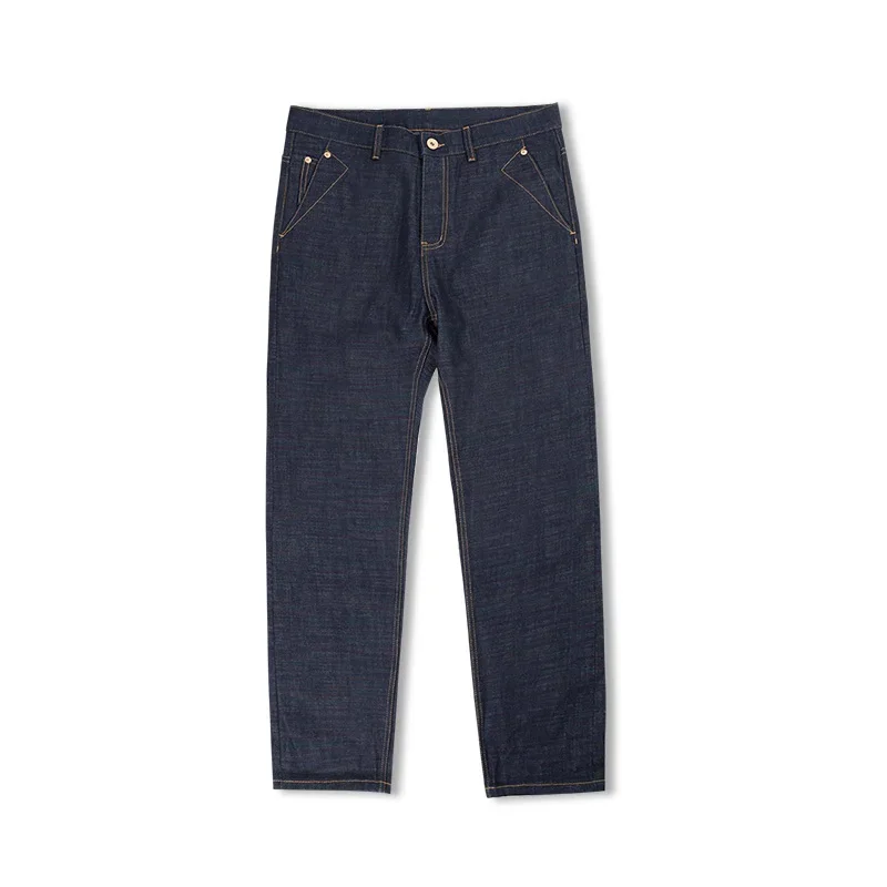 Maden Men's Vintage 13.5OZ Raw Jeans Cotton Straight Fit Selvedge Denim Pants Heavyweight Blue Zip Fly with Pockets Jeans 6