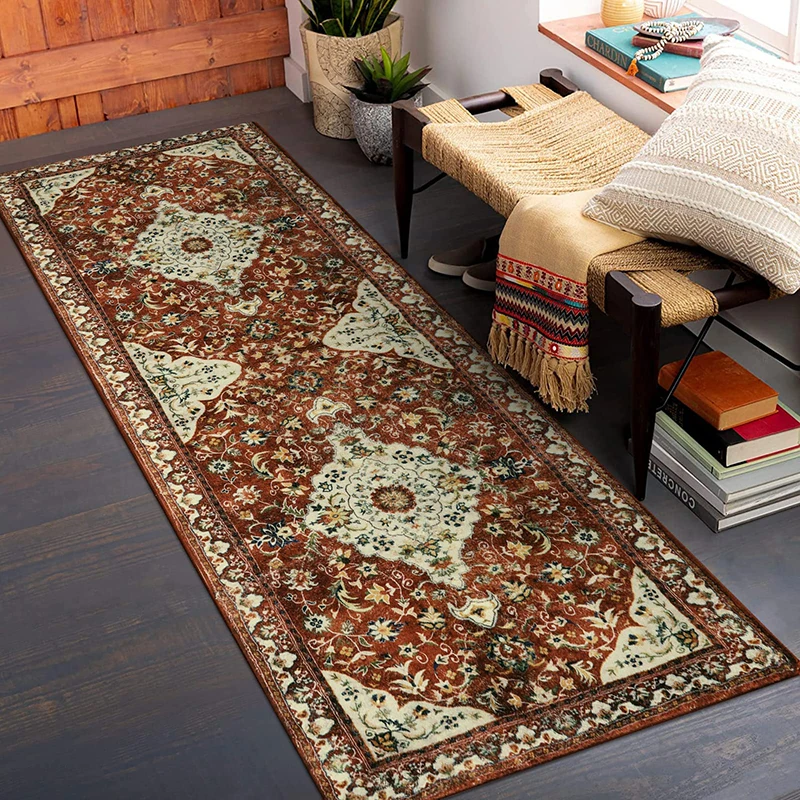 

Ethnic Style Floral Printed Carpet For Living Room Anti Slip Hallway Runner Rug Kitchen Floor Mat Decoration For Bedroom