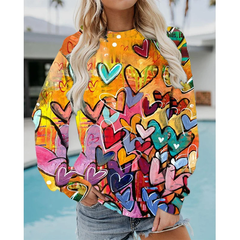 Modello a cuore colorato Graffiti Art Love Felpe con stampa 3D