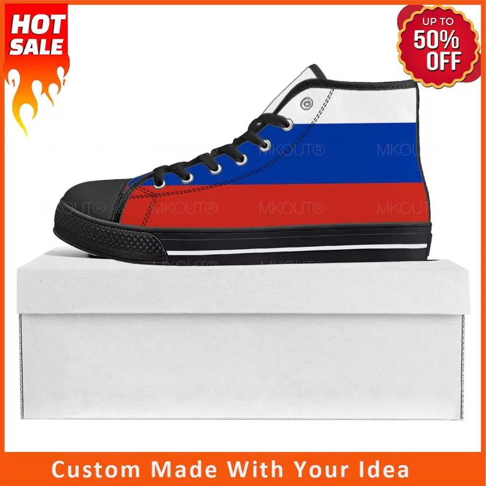 

Высокие высококачественные кроссовки с российским флагом, мужские и женские холщовые кроссовки для подростков, русская повседневная обувь для пар, обувь на заказ