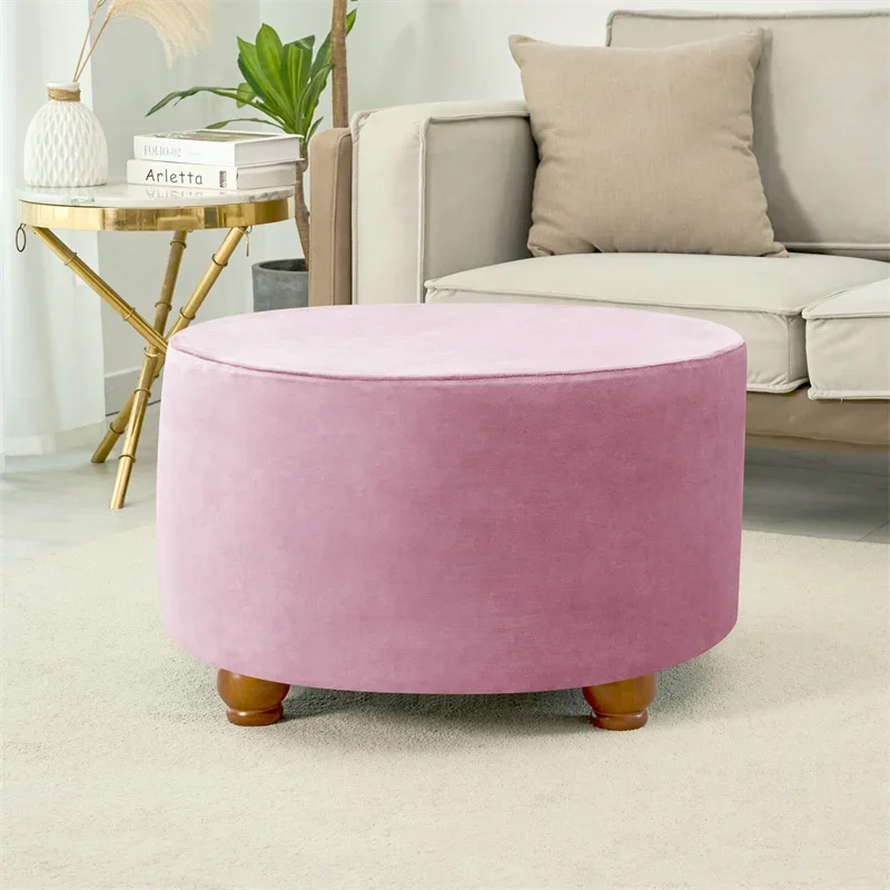 Super Soft Velvet Ottoman Stool Cover Living Room Round Elastic Footrest Cover All-inclusive Foot Stool Seat Slipcover Bedroom images - 6