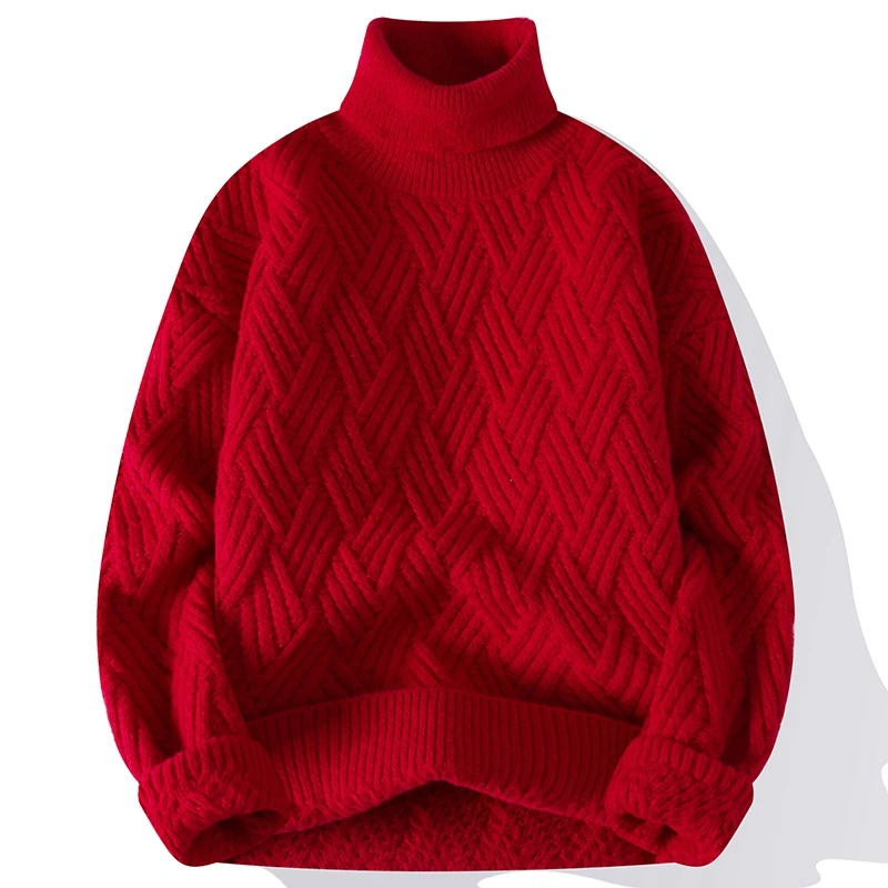 6 Colors!2023 Autumn and Winter New High Neck Sweater Fashion Casual Solid Knitted Sweaters Warm and Thickened Pullover Men