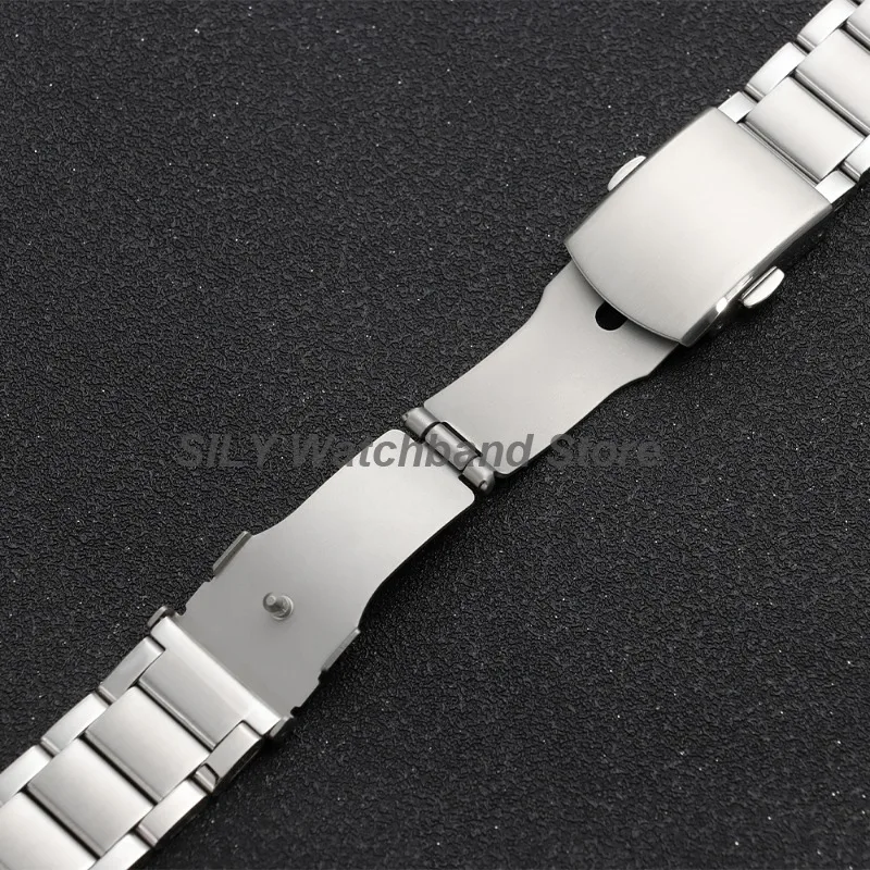 Stainless Steel Curved End Strap with Folding Buckle - Elegant Business Watch Band
