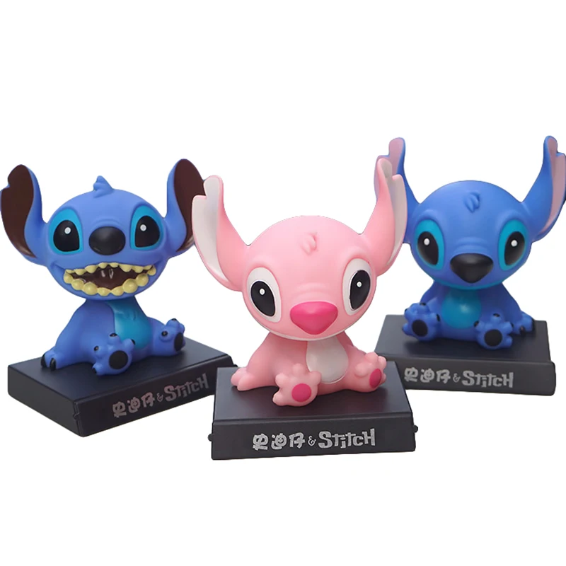

Disney Creative Stitch Shaking Head Figure Cartoon Phone Holder Cute Car Interior Decoration Boutique Supplies Toy Gift