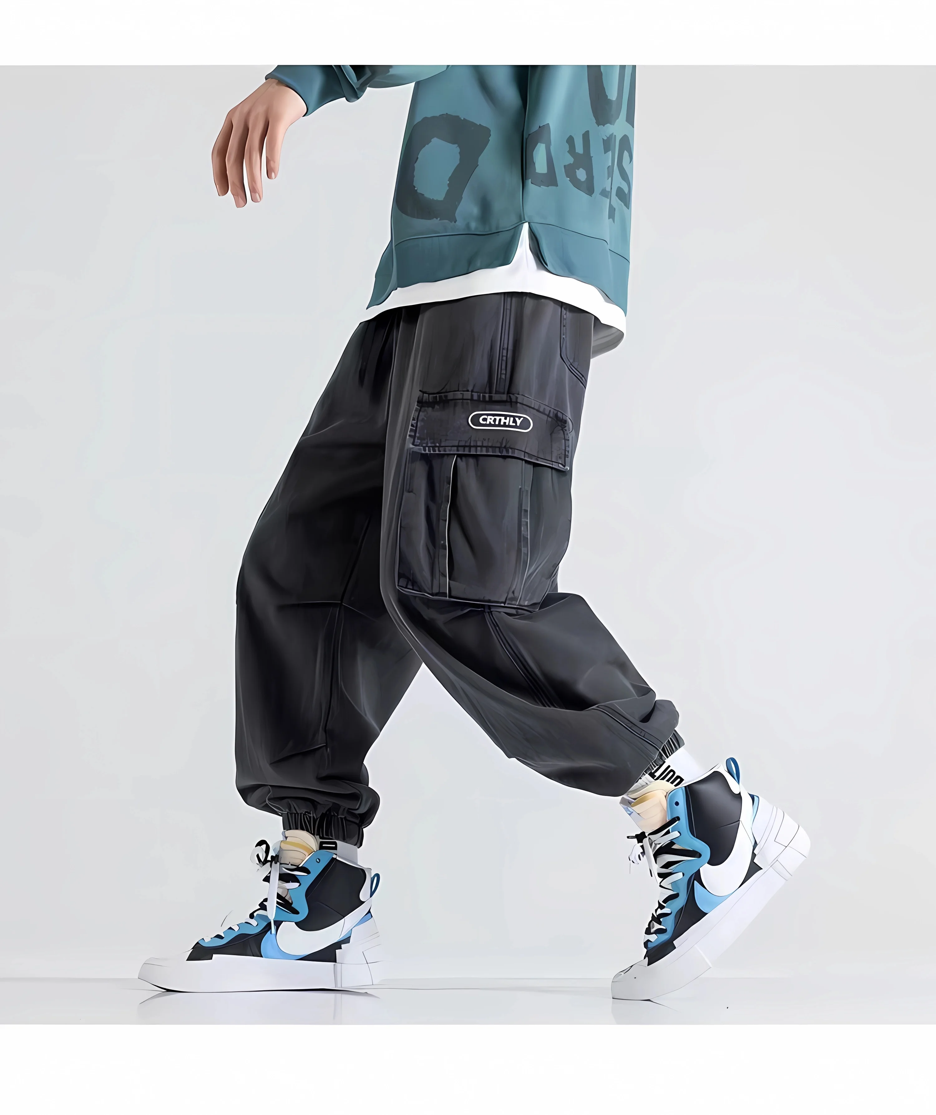 

Штаны Y2k мужские из джинсовой ткани Carogo, свободные широкие брюки из денима, шаровары, уличная одежда с минусом и двумя большими карманами, Размеры M 5XL