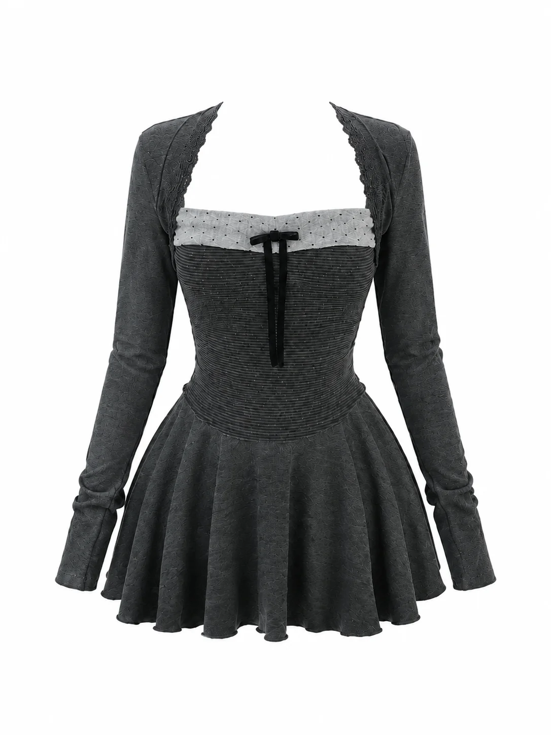 Elegant Black Pleated Wool Dress with Slim Fit Polo Neck and Long Sleeves