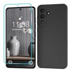 Premium Black Silicone Protective Case with Tempered Glass for A16 5G