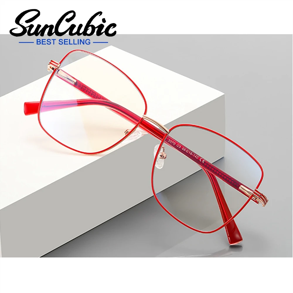 

SunCubic Irregular Square Metal Glasses Brand Design Big Frame Ladies Spectacle Frame JS6313