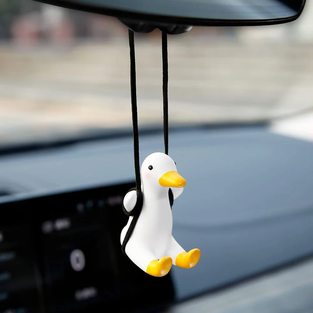 Cheap Cute Car Accessories for Women Girl Cool Swinging Duck Car Hanging  Ornament Rear View Mirror Accessories Car Mirror Hanging Accessories Cute