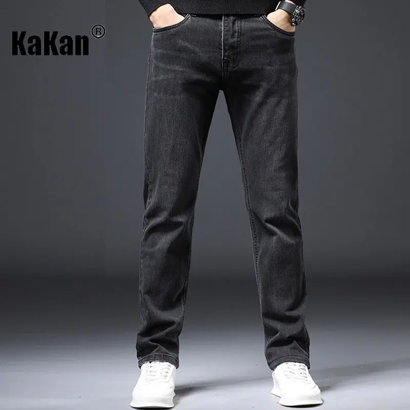 Kakan - Korean Version of New Youth Thin Denim Men's Clothing, Trendy Slim Fit Elastic Straight Tube Casual Long Denim K42-601