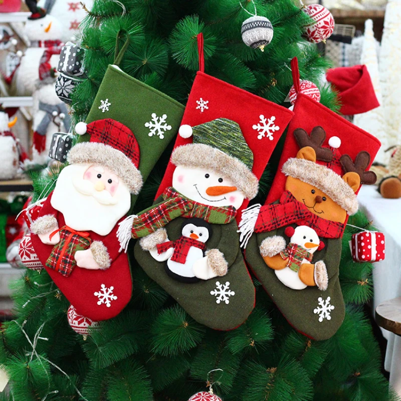 

Christmas Socks Gift Bag Elderly Snowman Elk Decorative Supplies Christmas Pendant Candy Bag