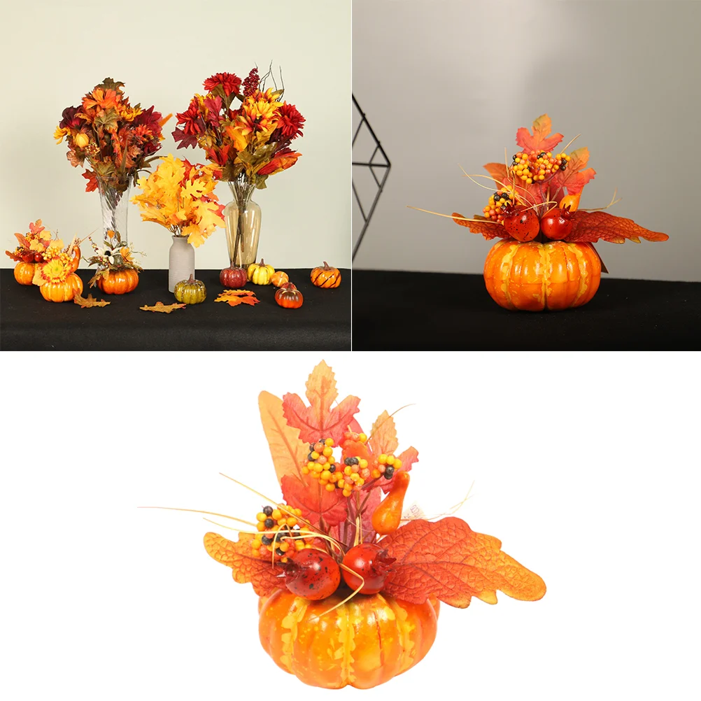 

1pcs Halloween Artificial Pomegranate Maple Leaf Decor Pumpkin Photography Decorative Home Autumn Decorative Props (QJ701 Small