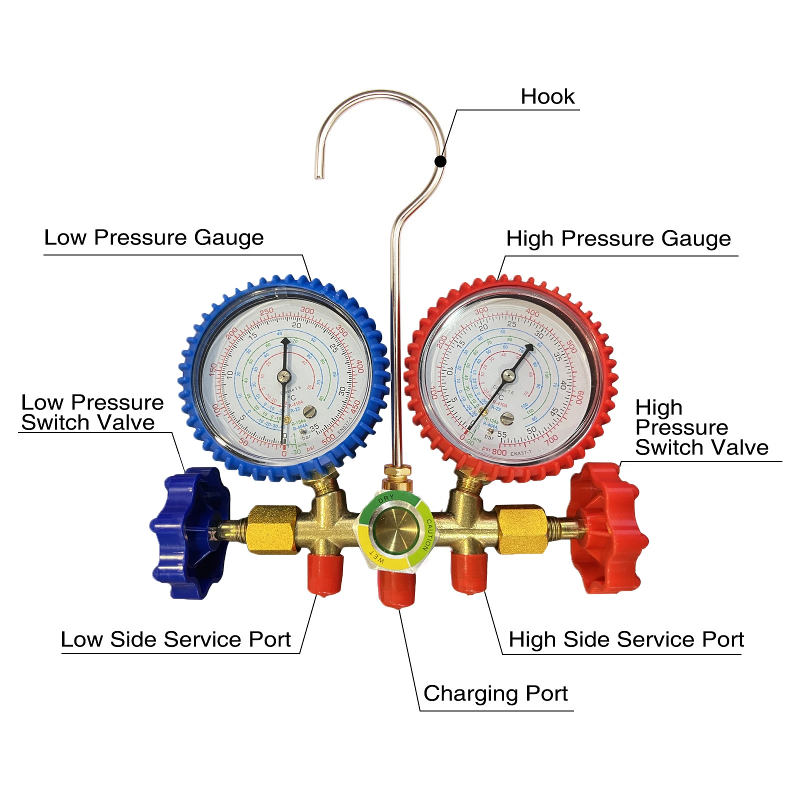 R410A R22 R134a R404A Manifold Gauge Set HVAC A/C Refrigeration Charging Service