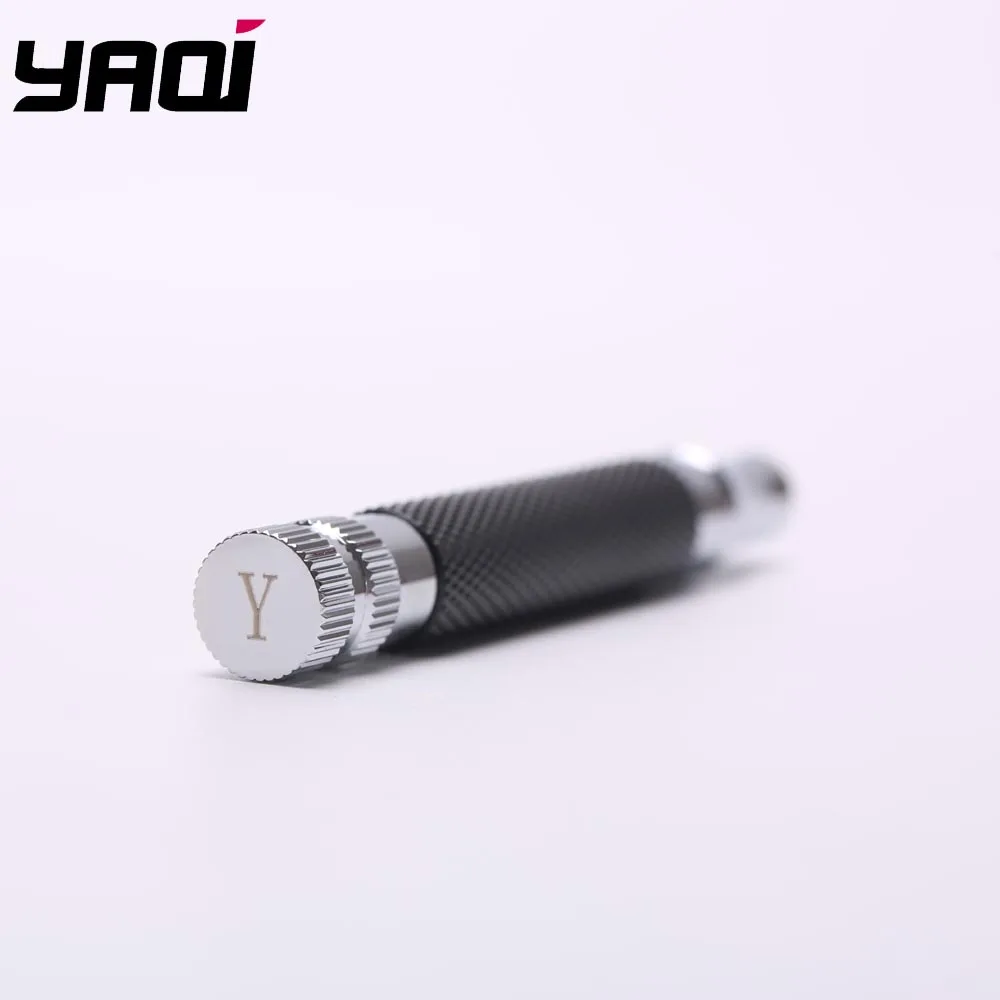 Yaqi Black and Chrome Color Brass Safety Razor Handle for Mens 2