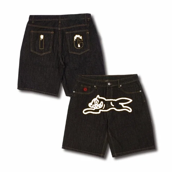 Y2K New Print Denim Shorts Spring and Summer Hip Hop Harajuku Vintage Shorts Men's Women's Casual Loose Jeans Street Clothing