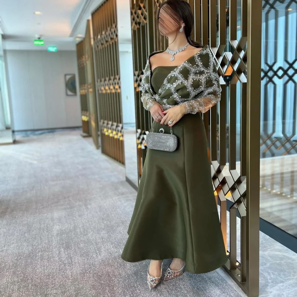 

Платье женское вечернее ТРАПЕЦИЕВИДНОЕ до щиколотки с круглым вырезом и кристаллами