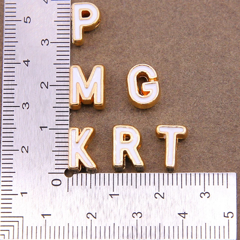 10pcs White Color Enamel Charm A-Z Letter Beads Alphabet Initial