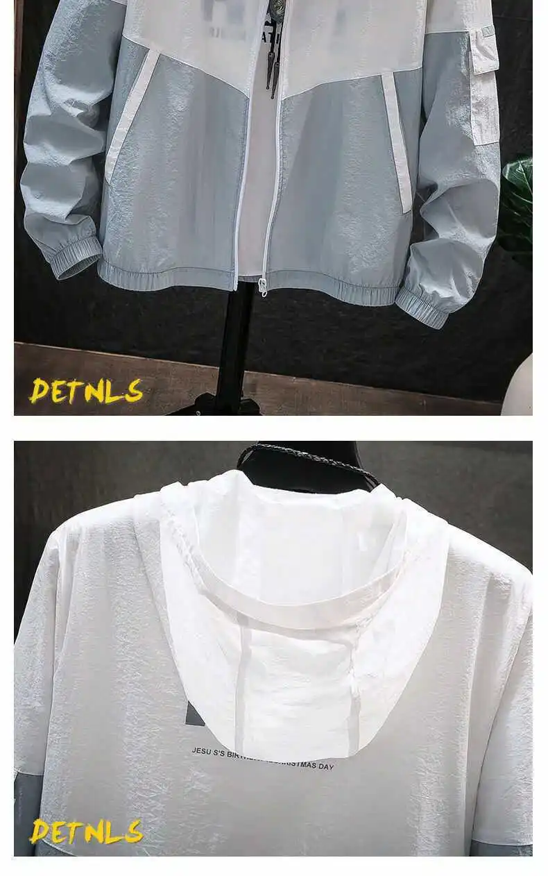 Korean Style Sun Protection Hoodie Jacket for Men Thin Breathable UV Shield Outdoor Windbreaker Fishing Hiking Sun Jacket Unisex