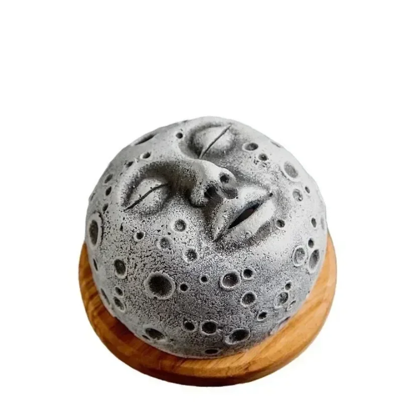 Home Incense Burner Holder Unique Moonscape Resin Handicrafts Moon Face Backflow Incense Base Zen Accessories Room Desk Decor