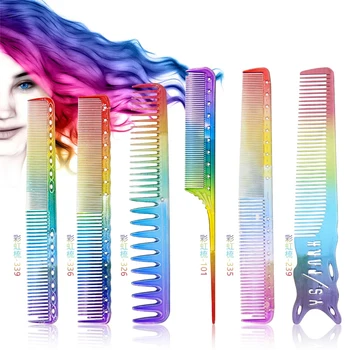 Electroplating Hairdressing Comb Colorful Rainbow Transparent Hair Comb Anti-Static Tangle Pro Salon&Home Hair Care Styling Tool 1