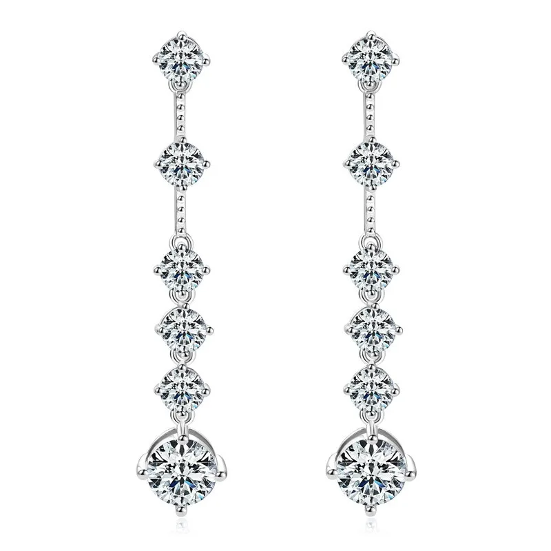 

EMO-364 Lefei Fashion Classic Trend Luxury Moissanite 4 6pcs Dangle Tassel Earrings Charms Women Silver 925 Wedding Jewelry Gift