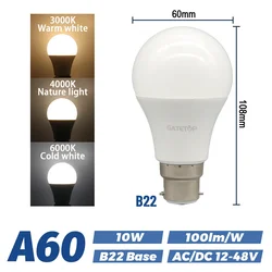 Low Voltage LED Light Bulbs with E27/B22 Base (Natural light 4000K)