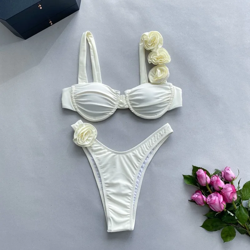 Sexy Women's 3D Flower Design Swimsuit Bikini Sets Bathing Wear