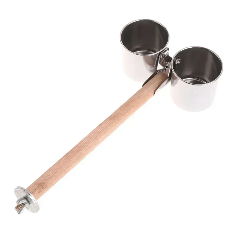 Bird Feeder Cup with Clamp Stainless Steel Feeding Dish Food & Water Bowl for Parrots African Greys Budgies Window