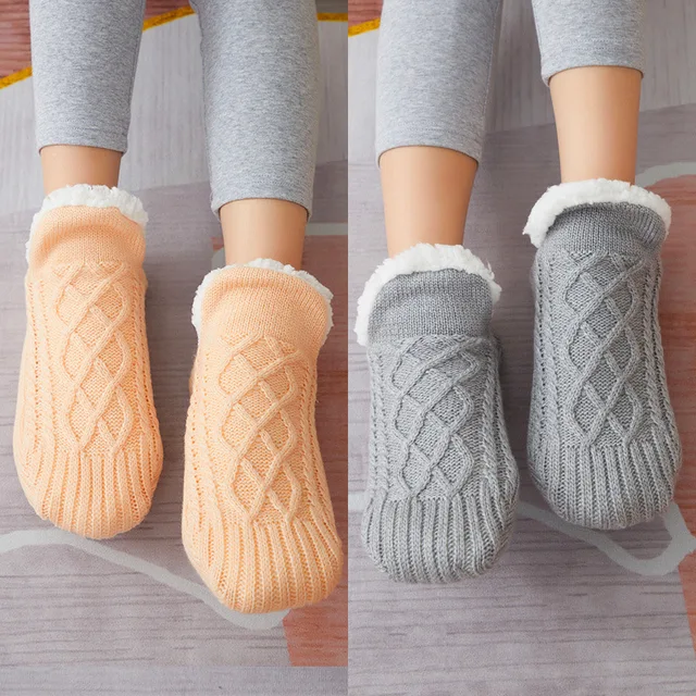 Winter Woolen Socks Women Thicken Warm Home Bedroom Socks Slippers Men Non-slip Foot Warmer Snow Socks Calcetines Mujer 2