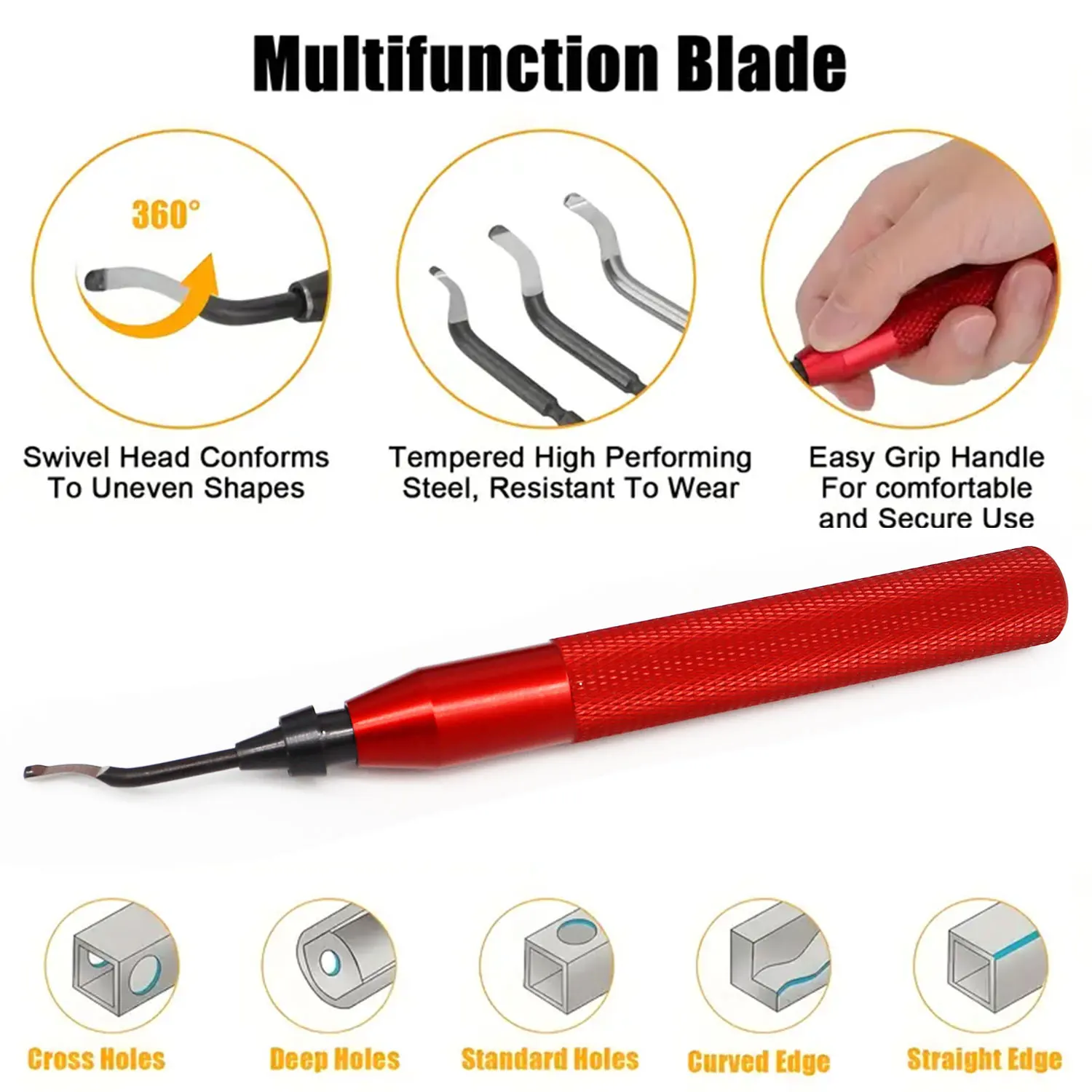 Deburring Tool 1 Extra High Speed Steel Swivel Blades 360 Degree Rotary Head Deburring Tool for Metal Aluminum Copper deburring tool
