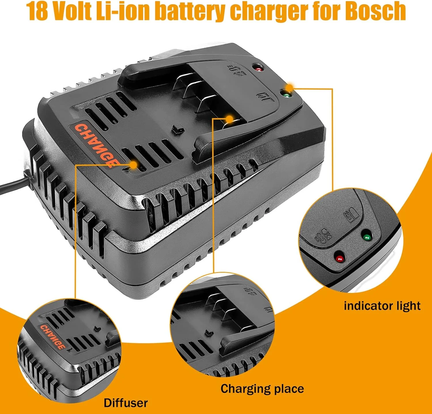 バッテリー充電器ボッシュ 18V 14.4V ツールバッテリー充電