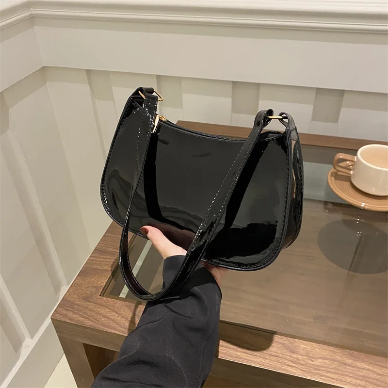 Chic Shiny Pu Leather Underarm Women's Bag, Minimalist Tote Bag, Texture Stylish Commuting Handbag, Daily Outfit Shoulder Bag