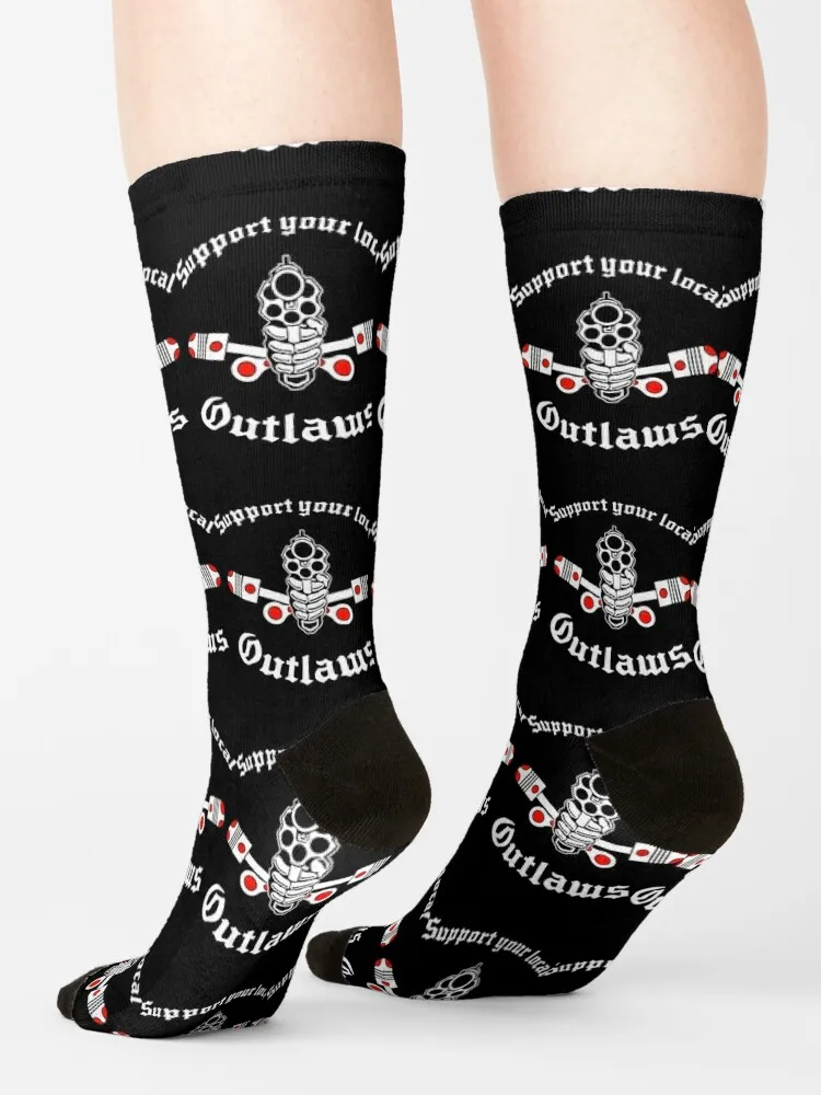 Outlaw mc Support Gift Halloween Day, Thanksgiving, Christmas Day Socks Men gift ankle socks Fun socks