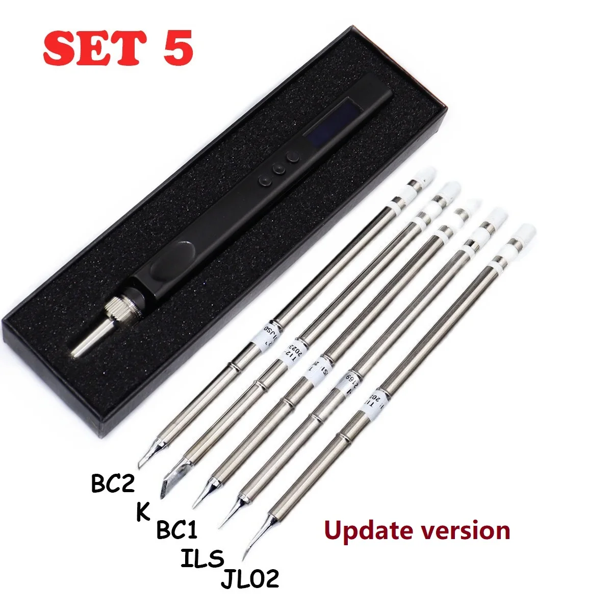 Portable Adjustable Temperature OLED Mini Electric Soldering Iron - 72W Soldering Station with BC2 Tip