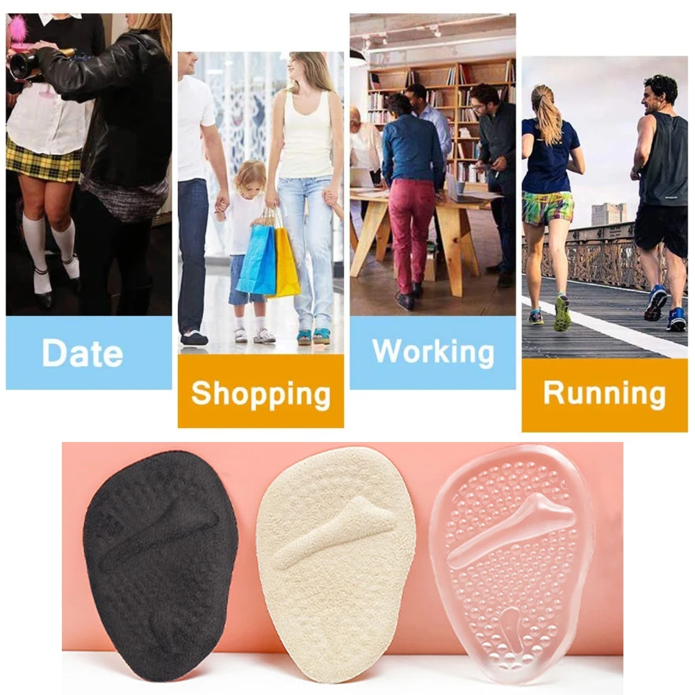 Silicone Forefoot Insert Metatarsal Pads for Women High Heels Sandals Non-slip Ball of Foot Cushions Pads for Feet Pain Relief