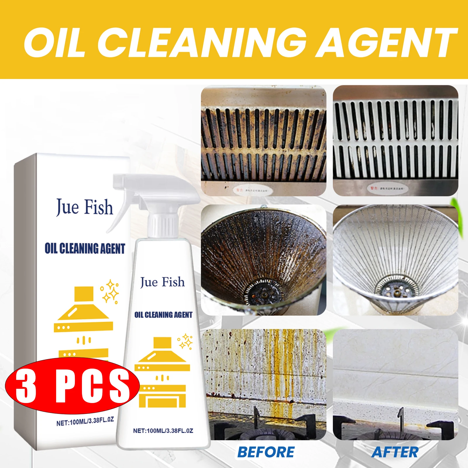 3pc Oil Cleaner Bubble Spray Remover Grease Foam Multipurpose Dirt Oil Cleaning Kitchen Grills Foam Washing KitchenwareDegreaser