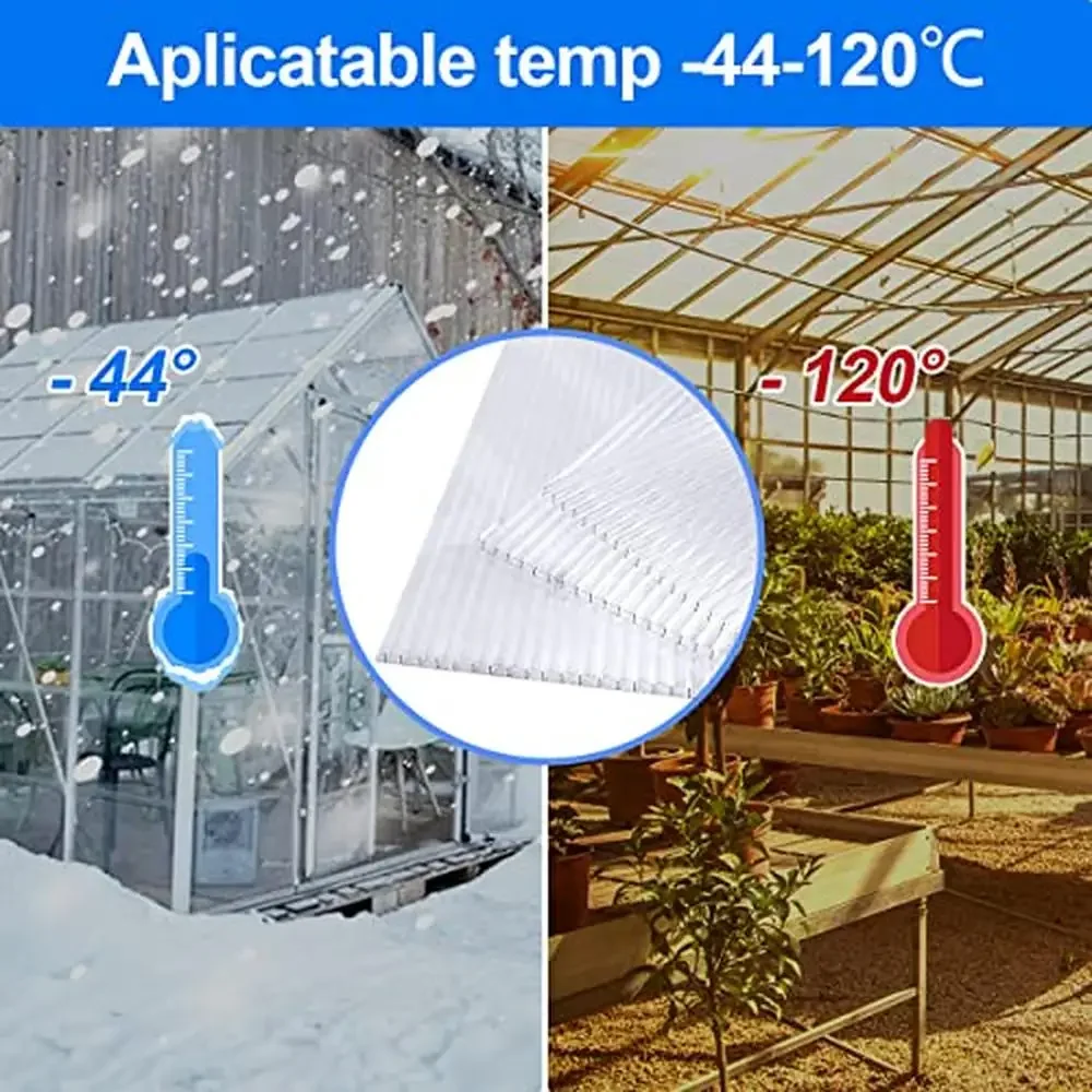 14PCS Twin-Wall Greenhouse Panels 4' x 2' x 0.32'' Shatterproof Polycarbonate Sheets All-Weather Outdoor Use Ideal Plant Growth 2